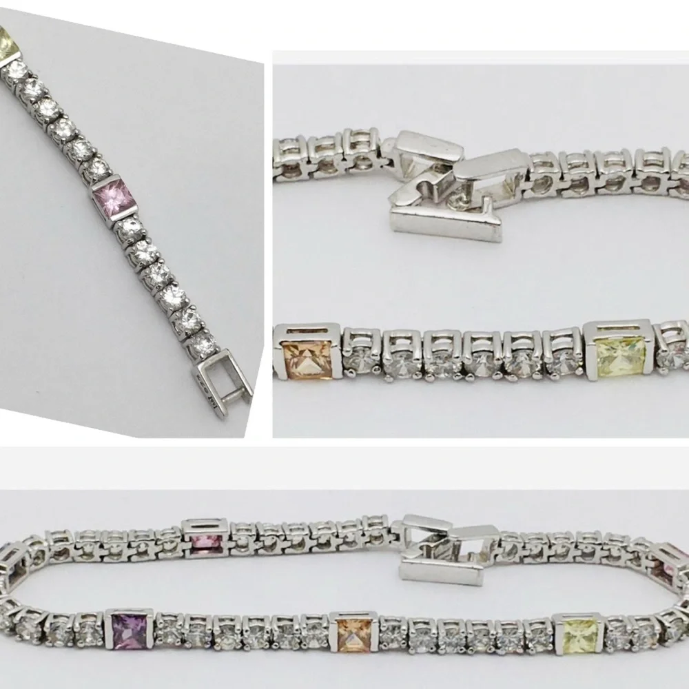 Multi-Color Gemstone Bracelet 925 Stamped
